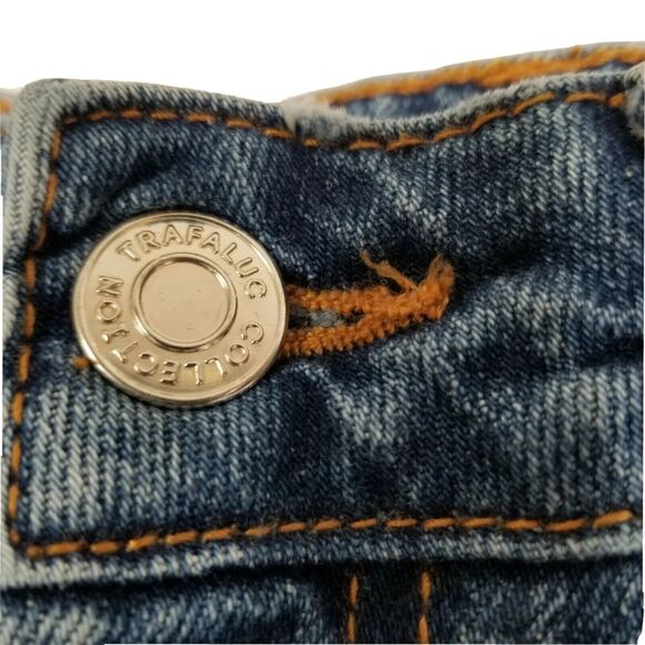 Trafaluc by Zara Womens Shorts Size 4 Distressed Red Side Striped Cut Offs - Picture 5 of 7